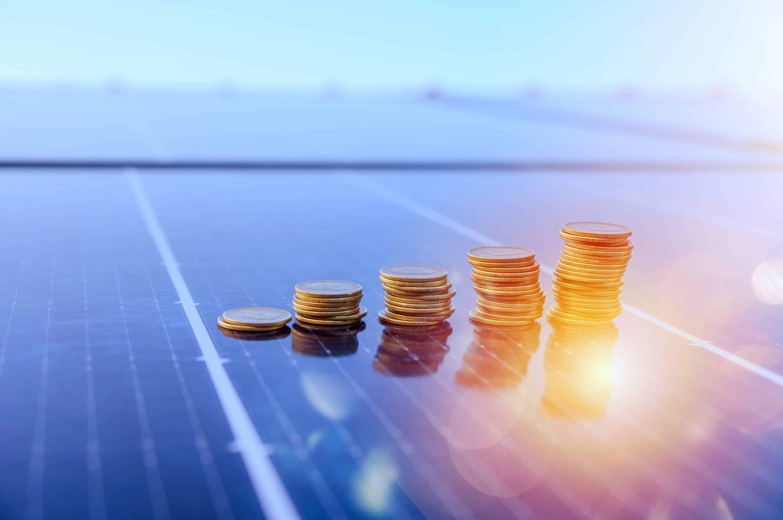 coins on solar panel