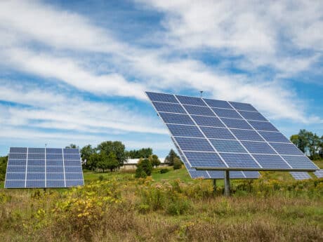 solar array in grass field