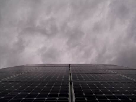 photovoltaic panels under cloudy sky