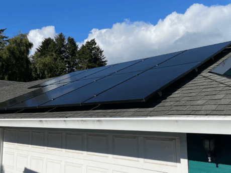 green house with all black root top solar panels