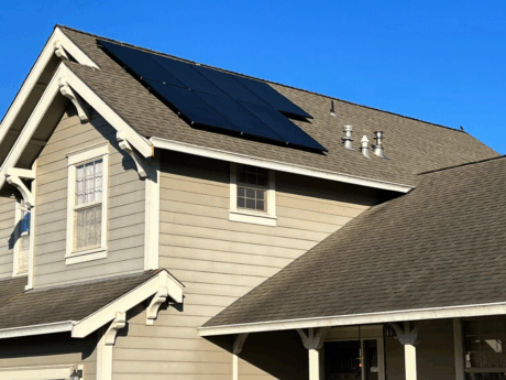 Solar PV system installed by the Six Rivers Solar team atop two-story home